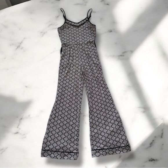 Anthropologie Monteau Jumpsuit Black & White Geometric Print Size Large - Picture 12 of 16